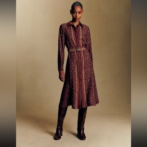 Sezane Tilia Dress Burgundy Floral Dress, size FR38 / US 6 - NWT